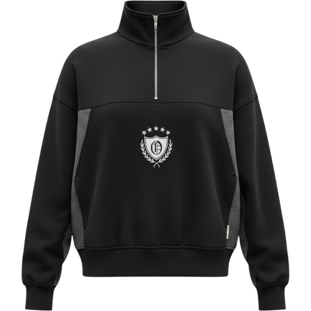 NWT Fleece Factory Art & Motion Half Zip Colorblock Sweatshirt Crest Medium